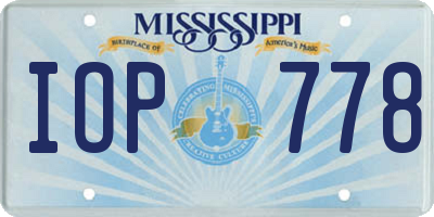MS license plate IOP778