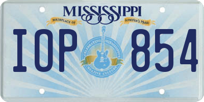 MS license plate IOP854