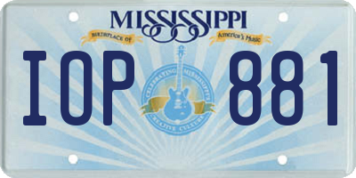 MS license plate IOP881