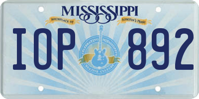 MS license plate IOP892