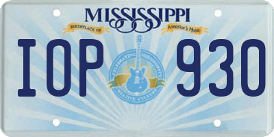 MS license plate IOP930