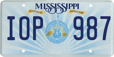 MS license plate IOP987