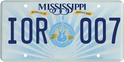 MS license plate IOR007