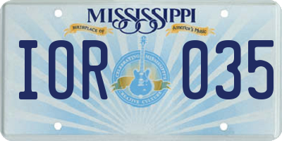 MS license plate IOR035