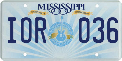 MS license plate IOR036
