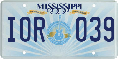 MS license plate IOR039