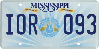 MS license plate IOR093