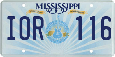 MS license plate IOR116