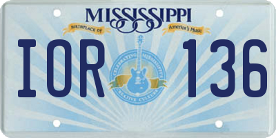 MS license plate IOR136
