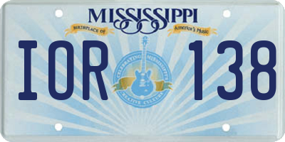 MS license plate IOR138