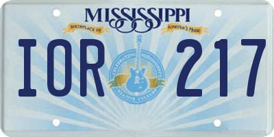 MS license plate IOR217