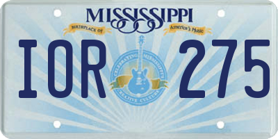 MS license plate IOR275