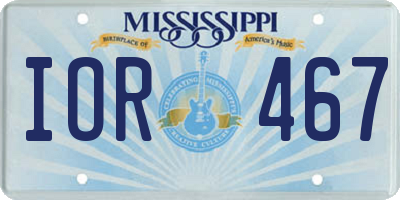 MS license plate IOR467