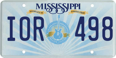 MS license plate IOR498