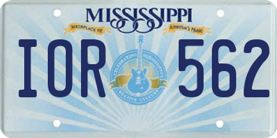 MS license plate IOR562