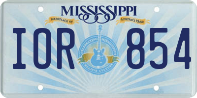 MS license plate IOR854