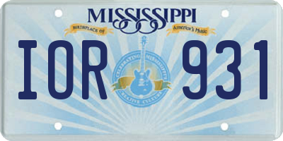 MS license plate IOR931