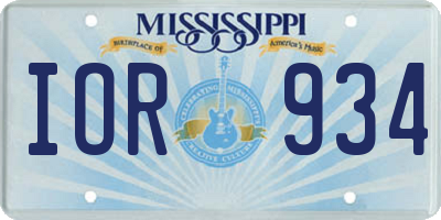 MS license plate IOR934