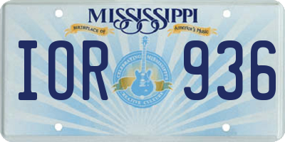 MS license plate IOR936
