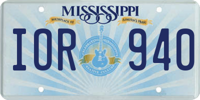 MS license plate IOR940