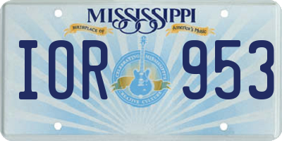 MS license plate IOR953