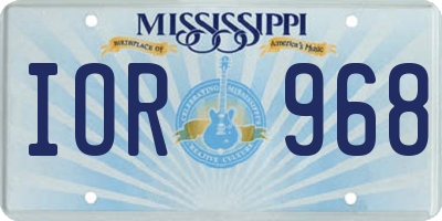MS license plate IOR968