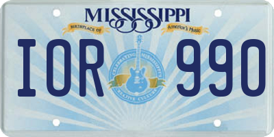 MS license plate IOR990