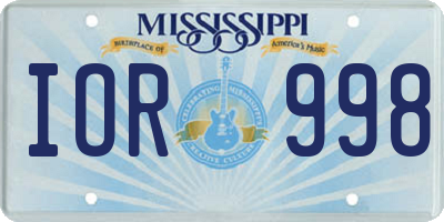 MS license plate IOR998
