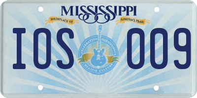 MS license plate IOS009