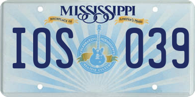 MS license plate IOS039