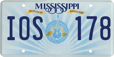 MS license plate IOS178