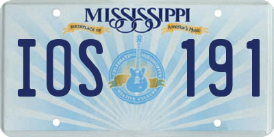 MS license plate IOS191