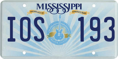MS license plate IOS193