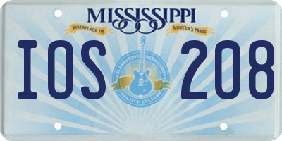 MS license plate IOS208