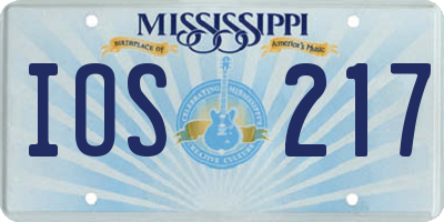 MS license plate IOS217