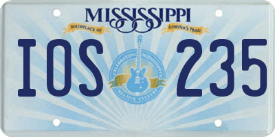 MS license plate IOS235