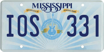 MS license plate IOS331