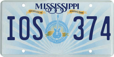 MS license plate IOS374