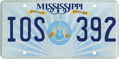 MS license plate IOS392