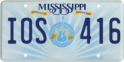 MS license plate IOS416