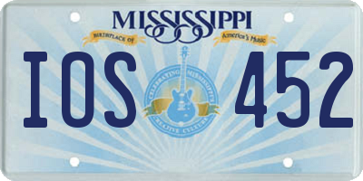 MS license plate IOS452