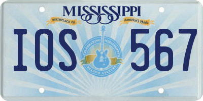 MS license plate IOS567