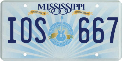 MS license plate IOS667