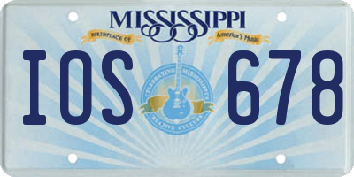 MS license plate IOS678