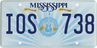 MS license plate IOS738