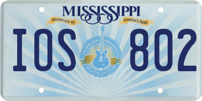 MS license plate IOS802