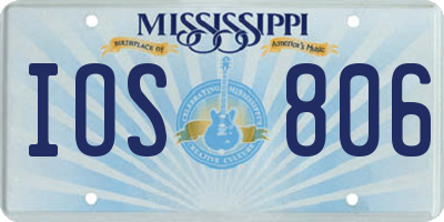 MS license plate IOS806