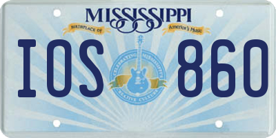 MS license plate IOS860