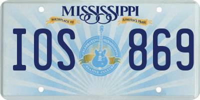 MS license plate IOS869
