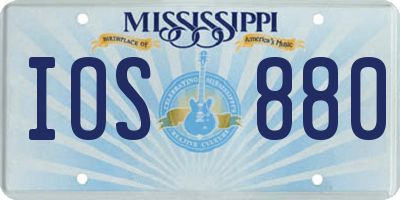 MS license plate IOS880